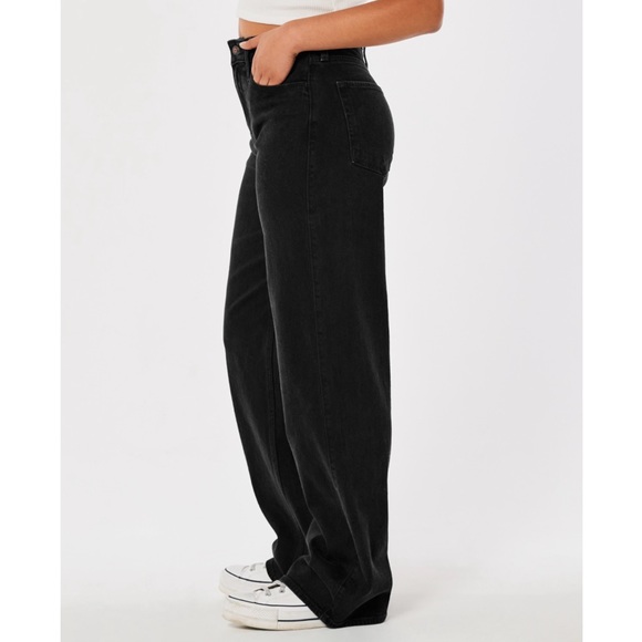 NWT Hollister High-Rise Baggy Wide Leg Jeans in Washed Black Size 5 or 27 - Picture 3 of 13